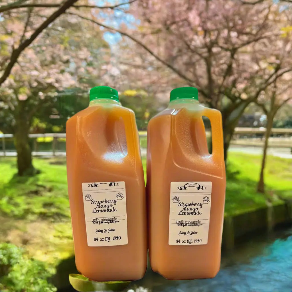 (2 64 oz )Strawberry mango orange pineapple lemonade detox juice cleanse - Juicy Js Fresh Juices