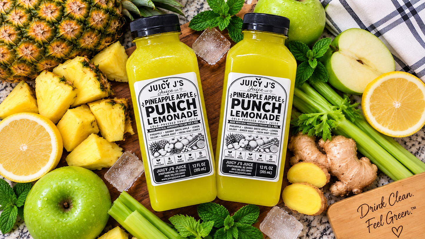 Pineapple green apple punch lemonade juice cleanse