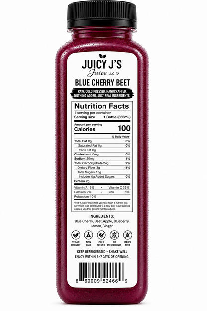 Blue cherry berry beet juice