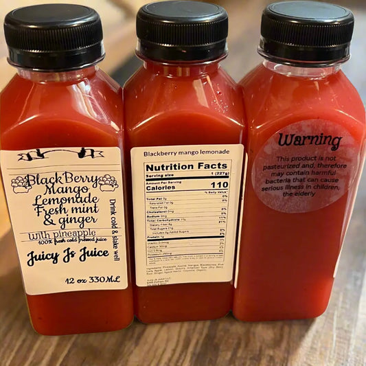 (3) 12 )oz Blackberry mango pineapple lemonade detox juice cleanse bundle - Juicy Js Fresh Juices