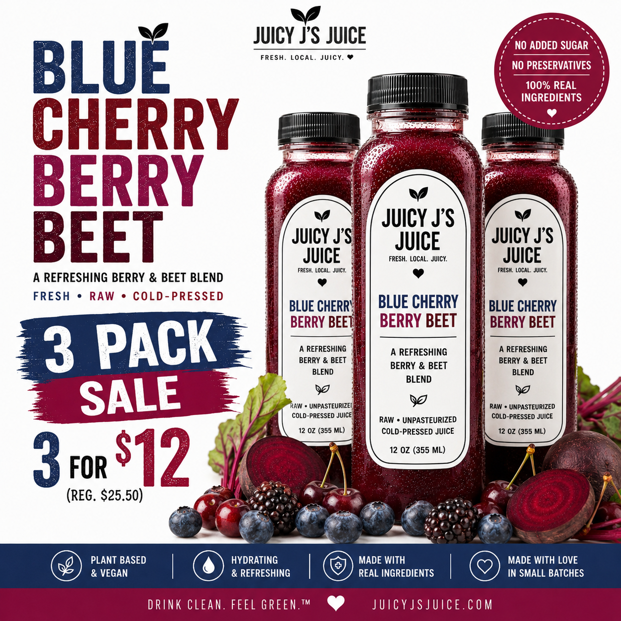 Blue cherry berry beet juice