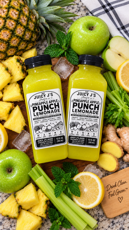 Pineapple green apple punch lemonade juice cleanse