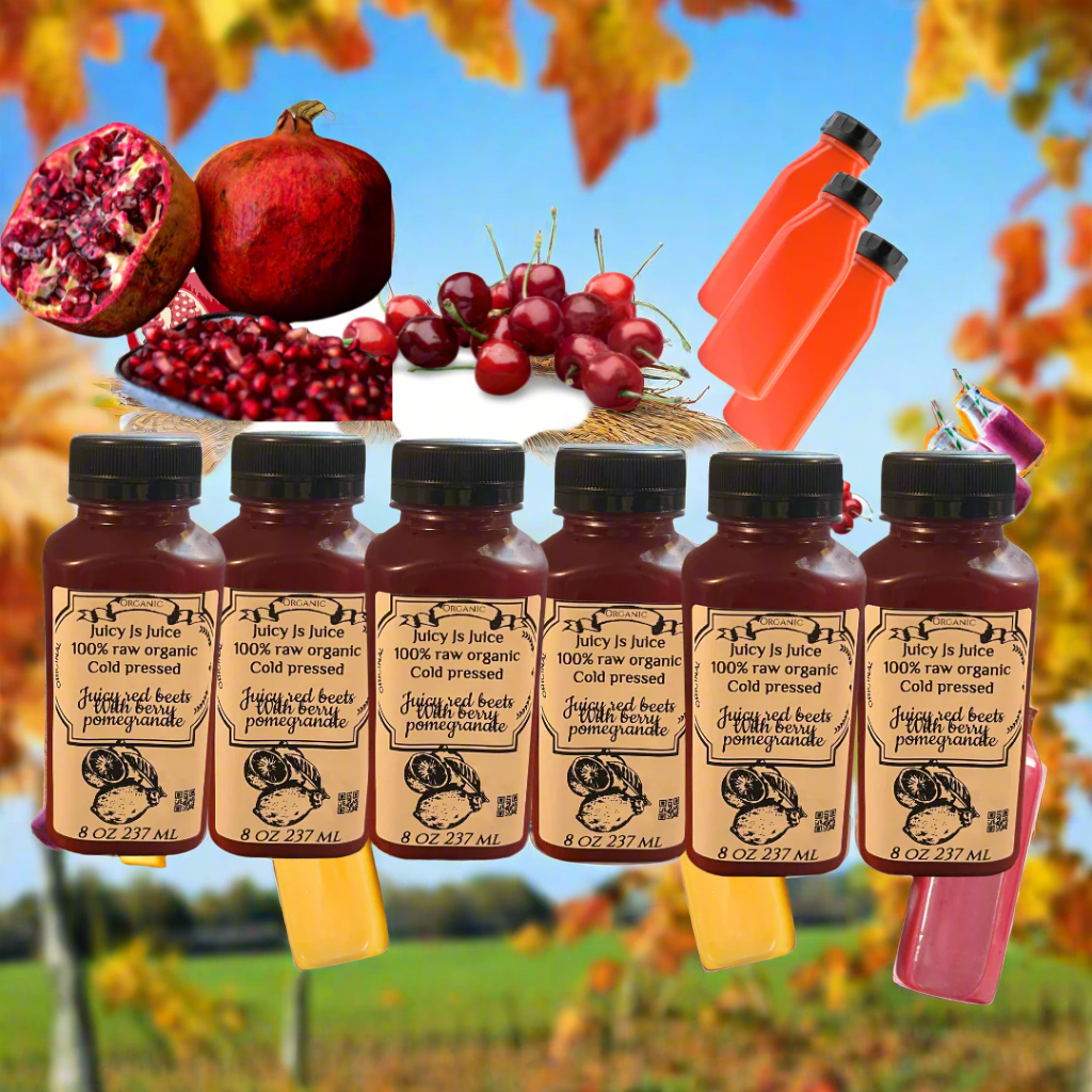 New Flavor Alert Juicy Red Beet Juice with a blend of mixed berries and cherries, pomegranate ,and cranberries