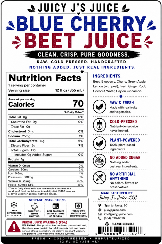 Blue cherry berry beet juice