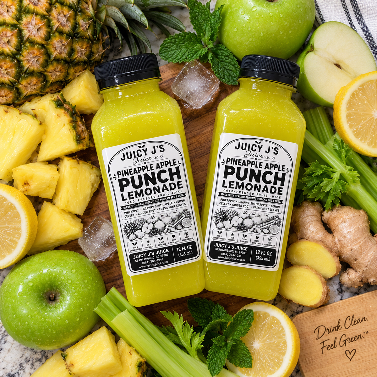 Pineapple green apple punch lemonade juice cleanse