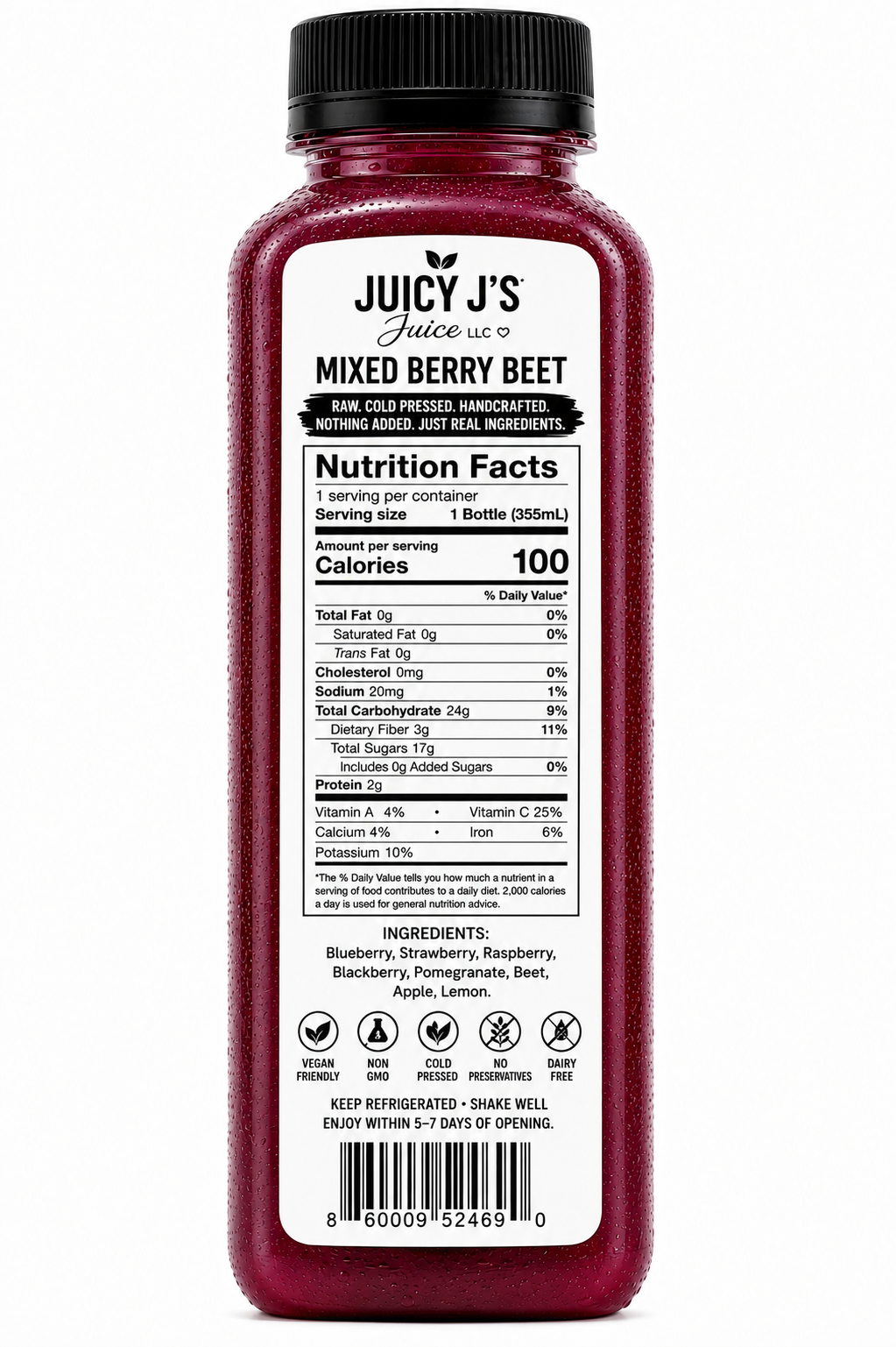 Blue cherry berry beet juice