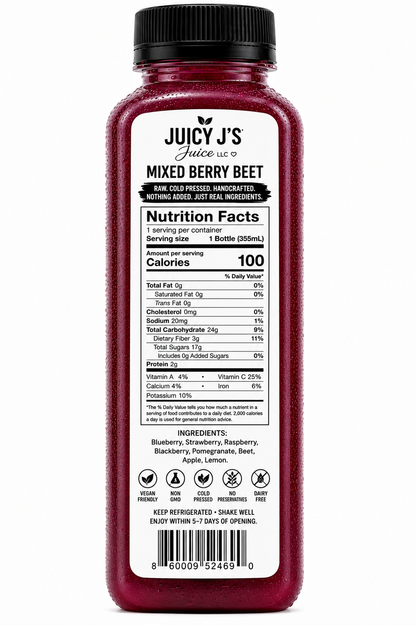 Blue cherry berry beet juice