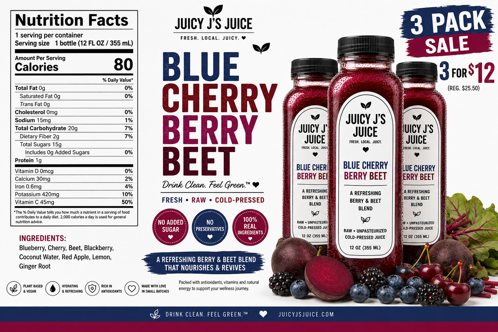 Blue cherry berry beet juice