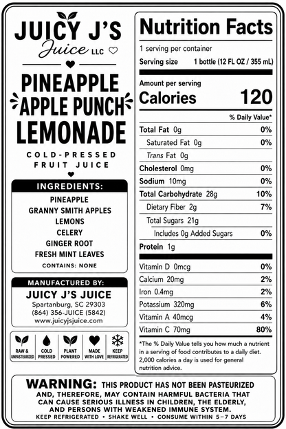 Pineapple green apple punch lemonade juice cleanse