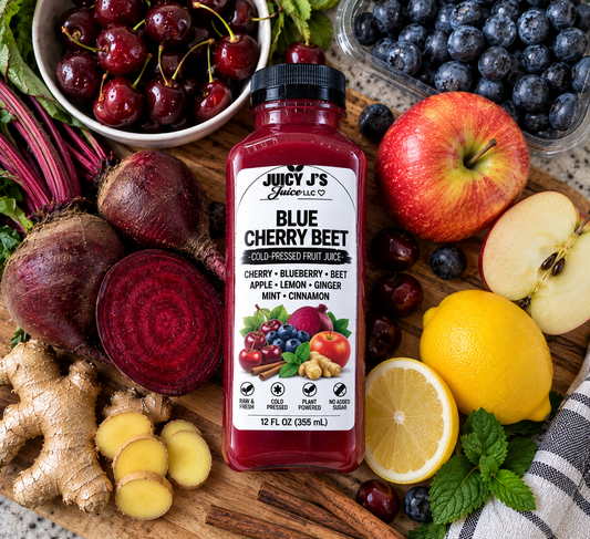 Blue cherry berry beet juice