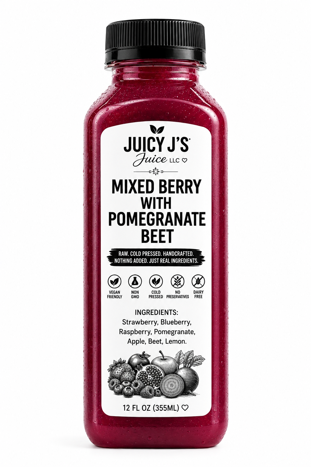Blue cherry berry beet juice