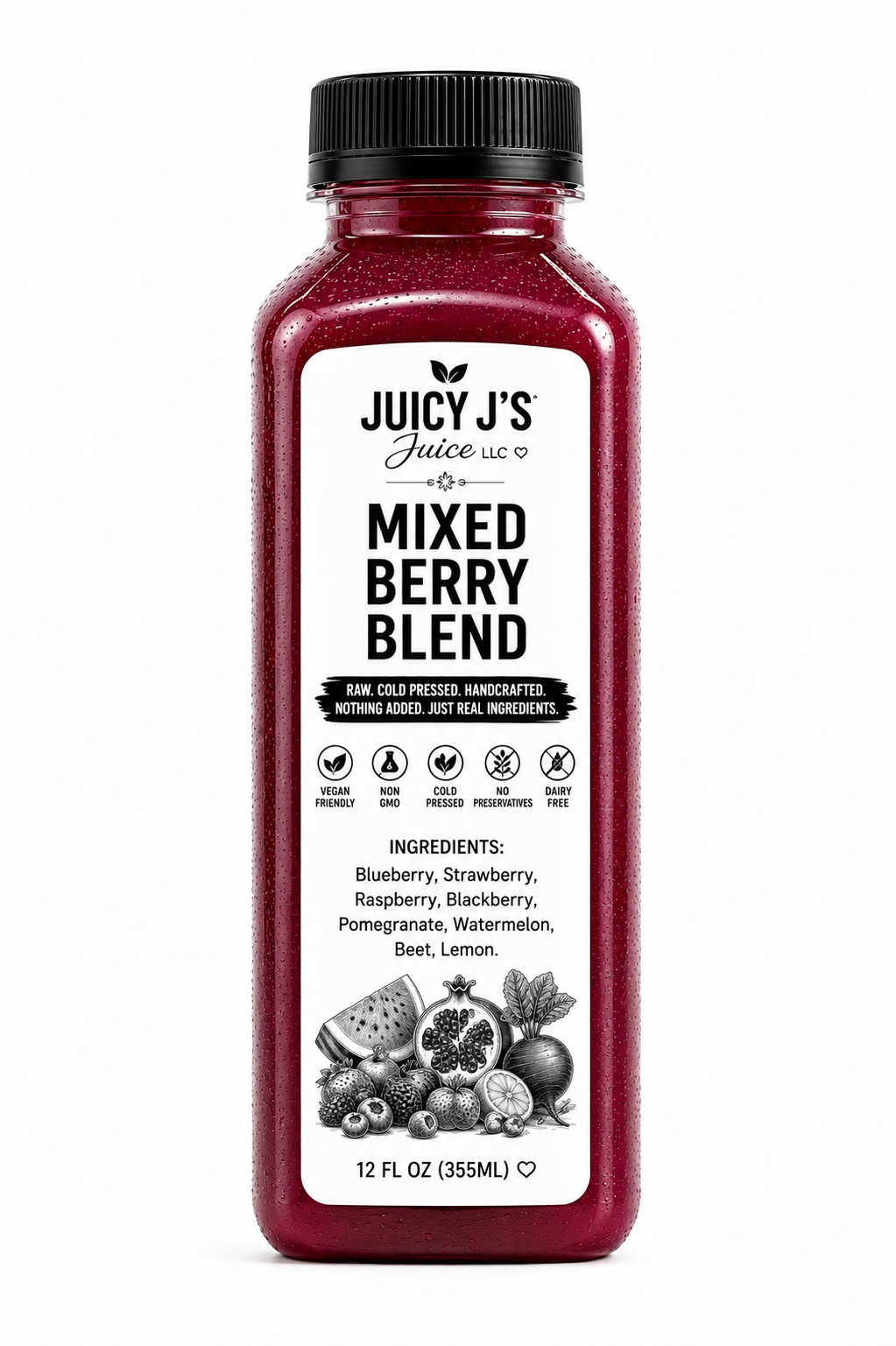 Blue cherry berry beet juice