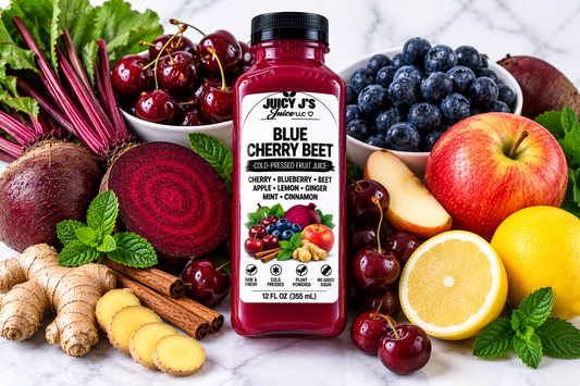 Blue cherry berry beet juice