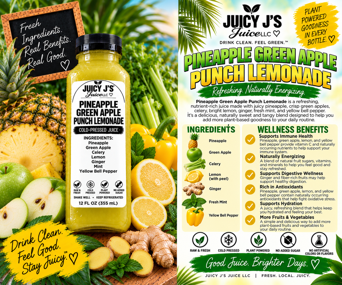Pineapple green apple punch lemonade juice cleanse