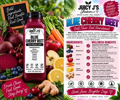 Blue cherry berry beet juice