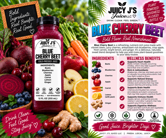Blue cherry berry beet juice