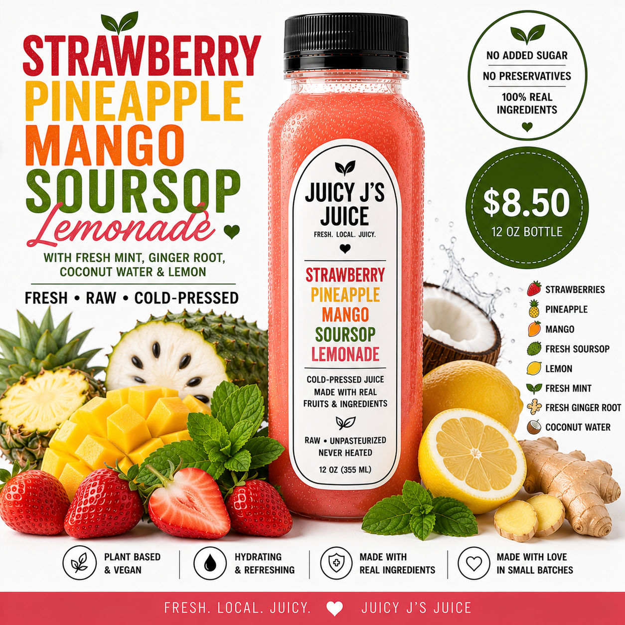 Strawberry sour sop lemonade