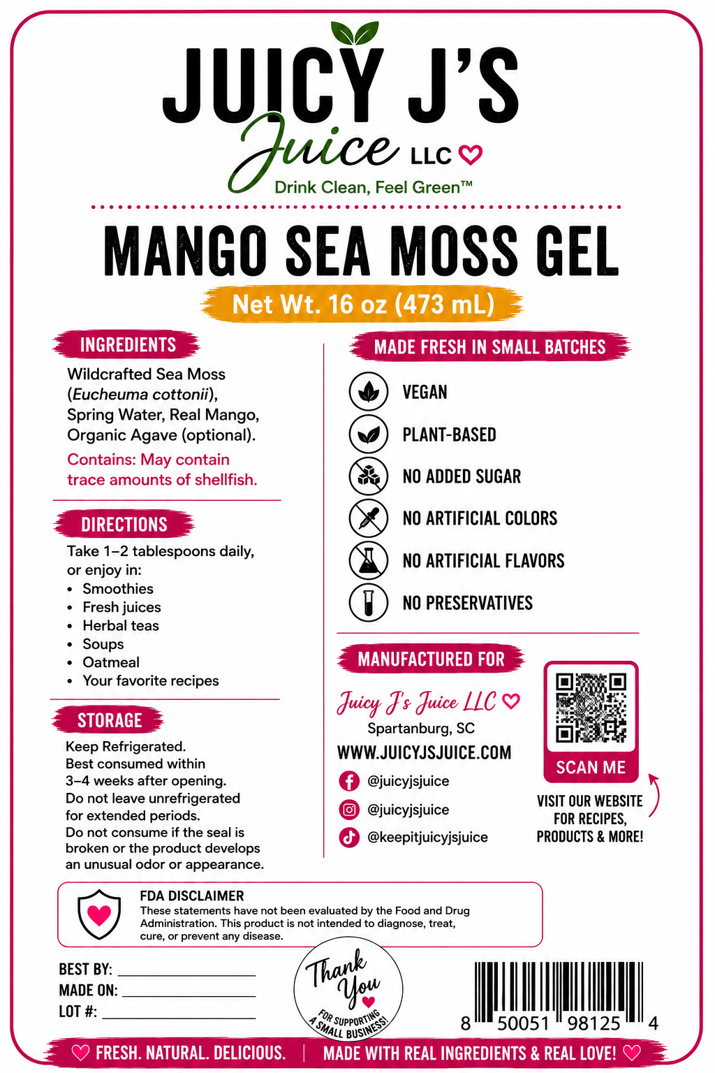 Mango Sea moss gel