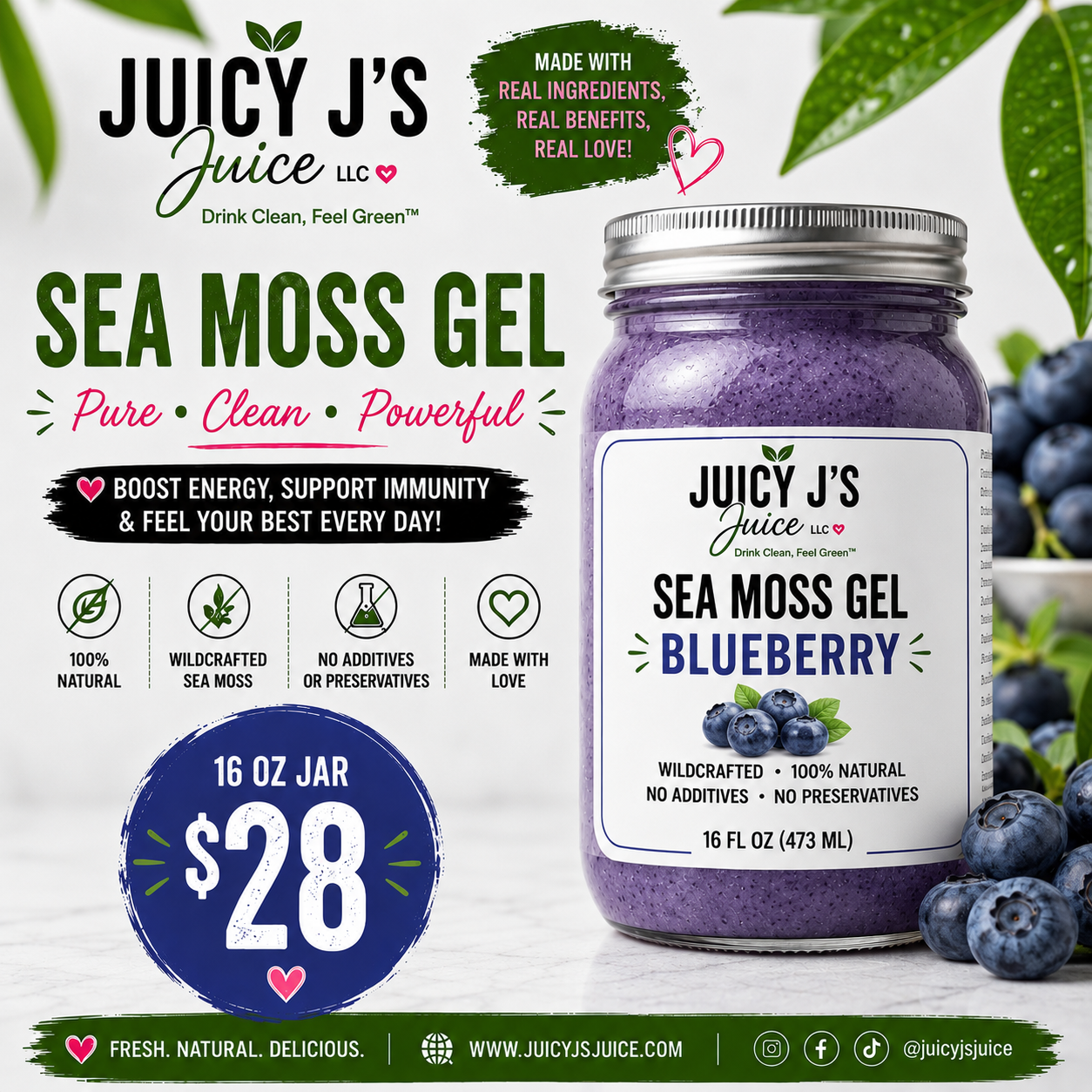 Blueberry sea moss gel
