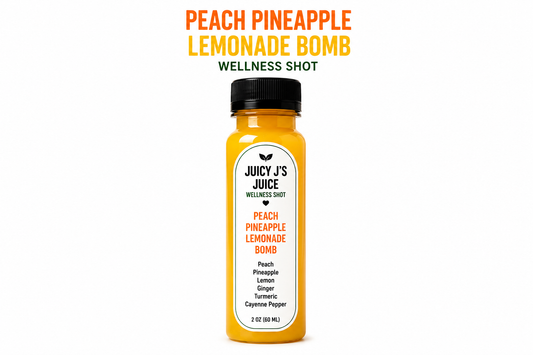 wellness shot in peach and pineapple lemon